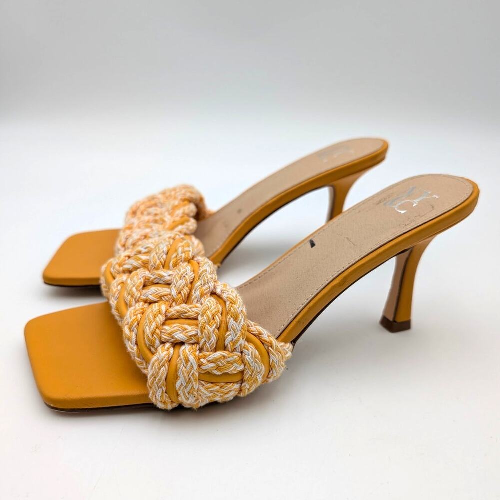 New York and Company Julie Braided Sandals Open Toe Women's Yellow Sz US8 EU38.5